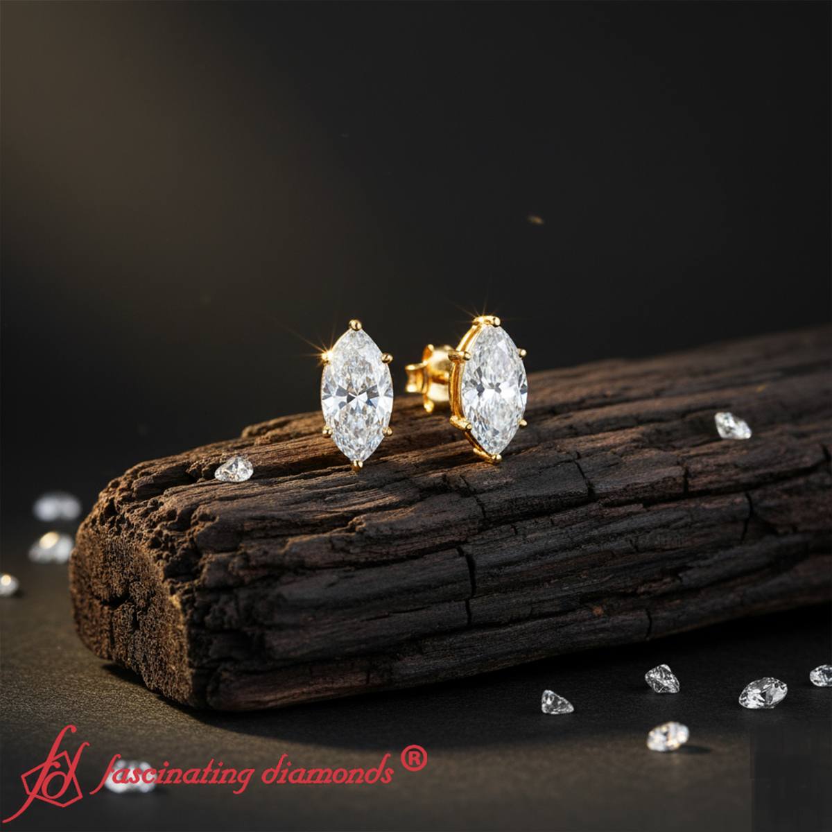 Marquise Diamond 6 Prong Stud Earrings