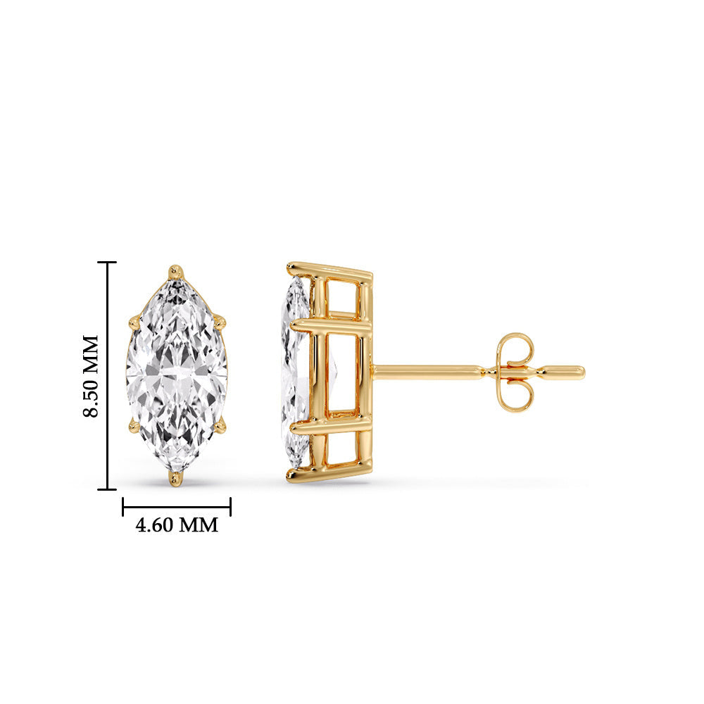 Marquise Diamond 6 Prong Stud Earrings