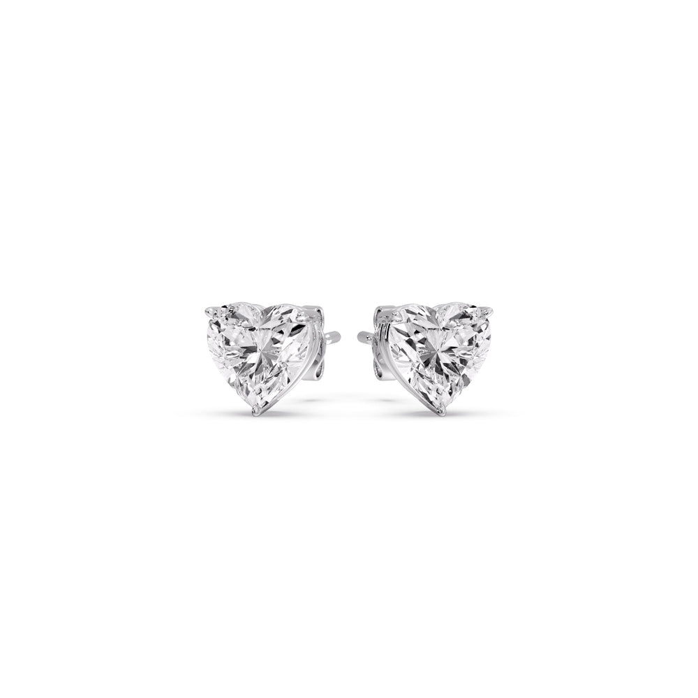 Heart Shaped 3 Prong Basket Stud Earring