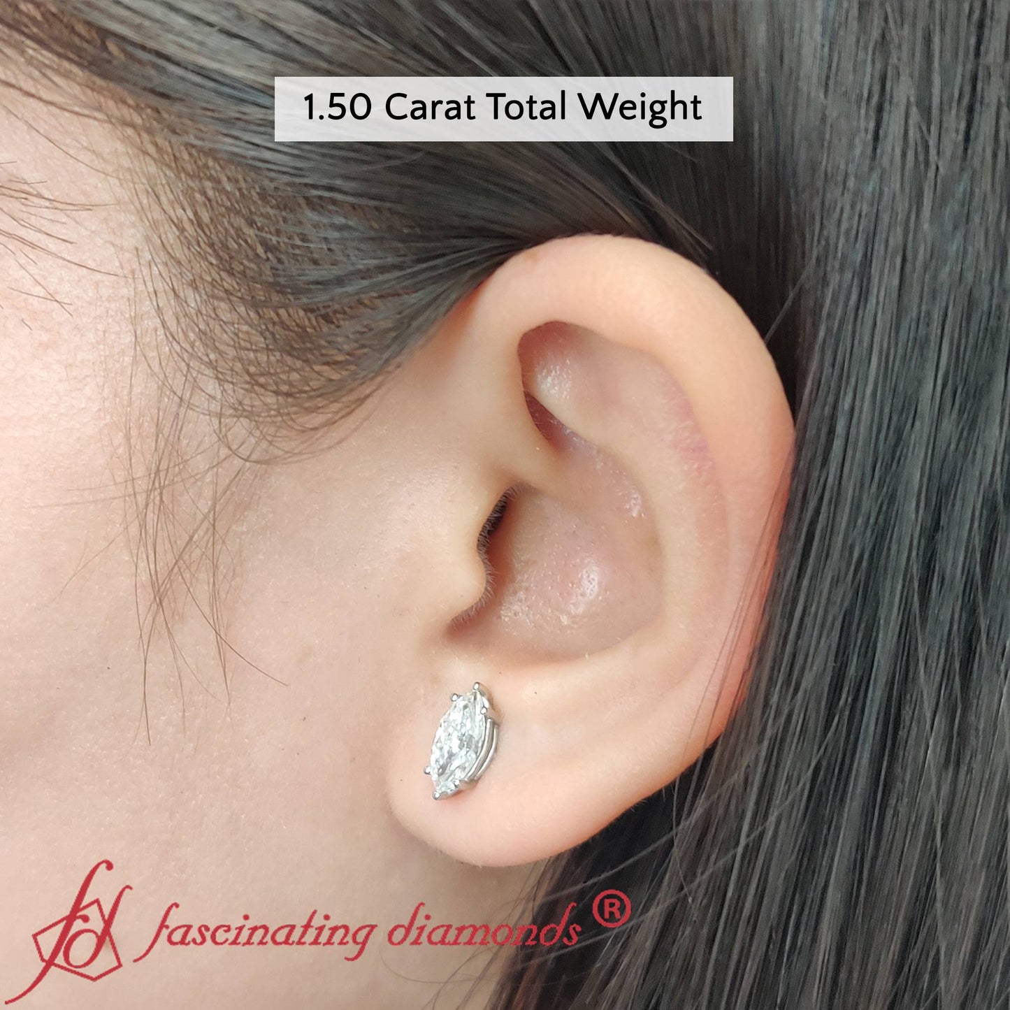 Marquise Diamond 6 Prong Stud Earrings