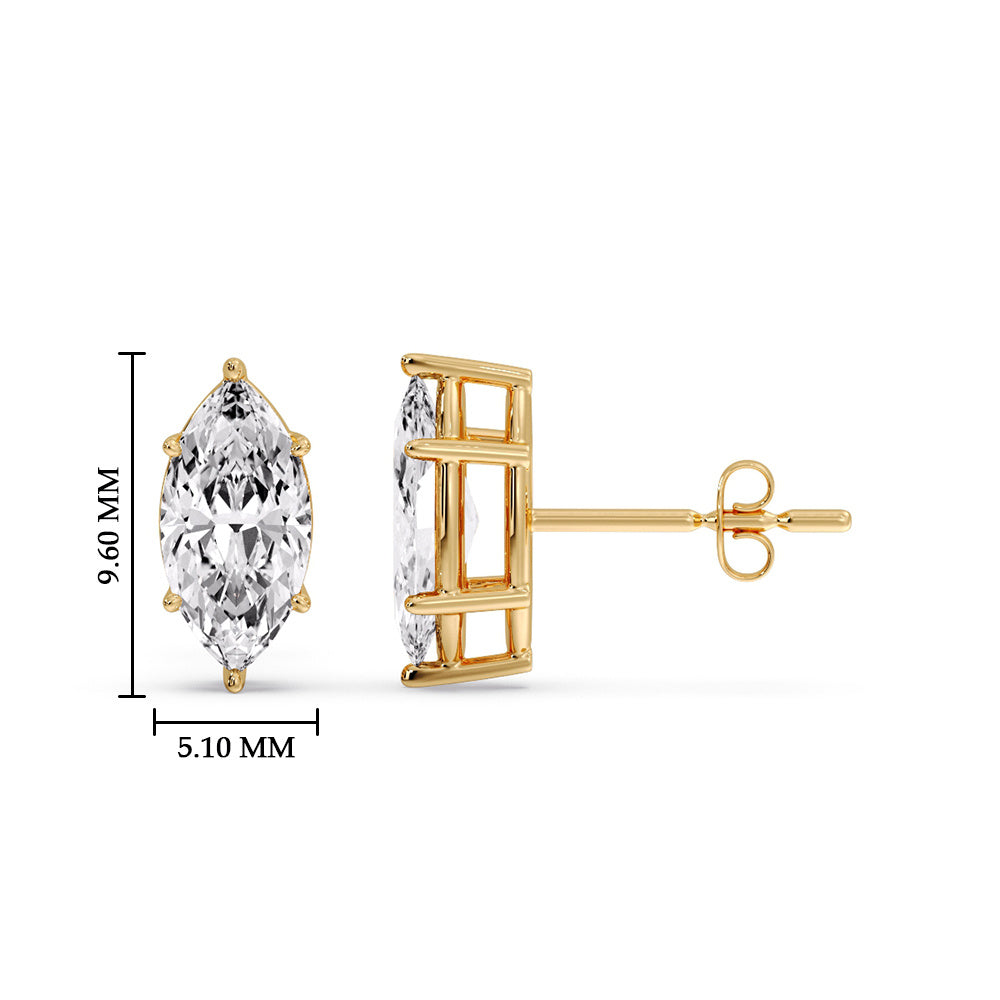Marquise Diamond 6 Prong Stud Earrings