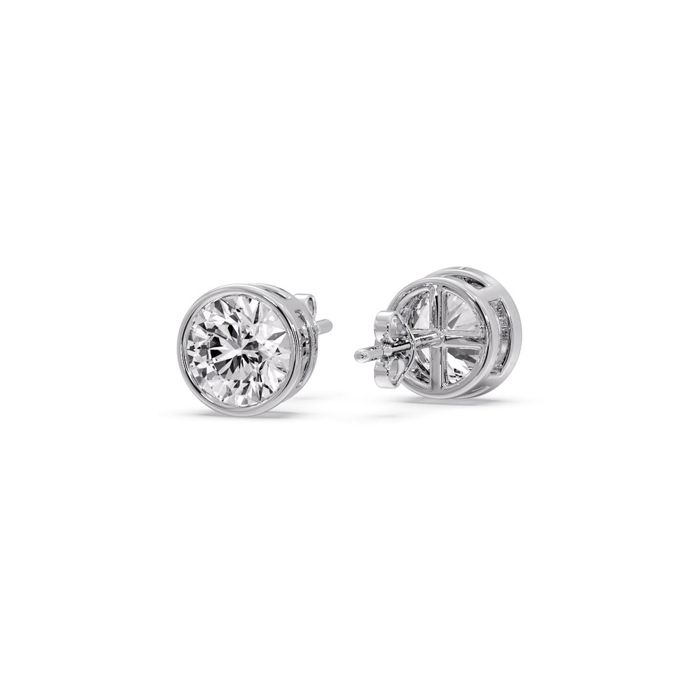 Round Cut Stud Bezel Set Earring