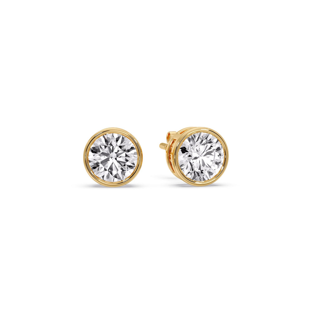 Round Cut Stud Bezel Set Earring