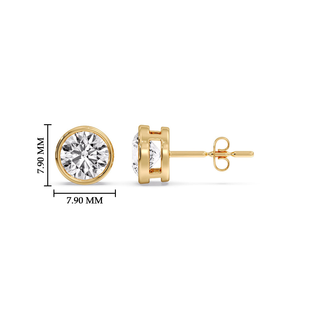 Round Cut Stud Bezel Set Earring