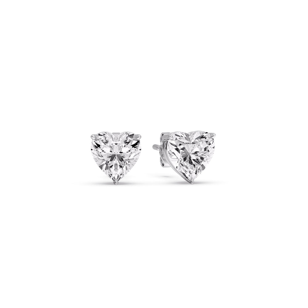 Heart Shaped 3 Prong Basket Stud Earring