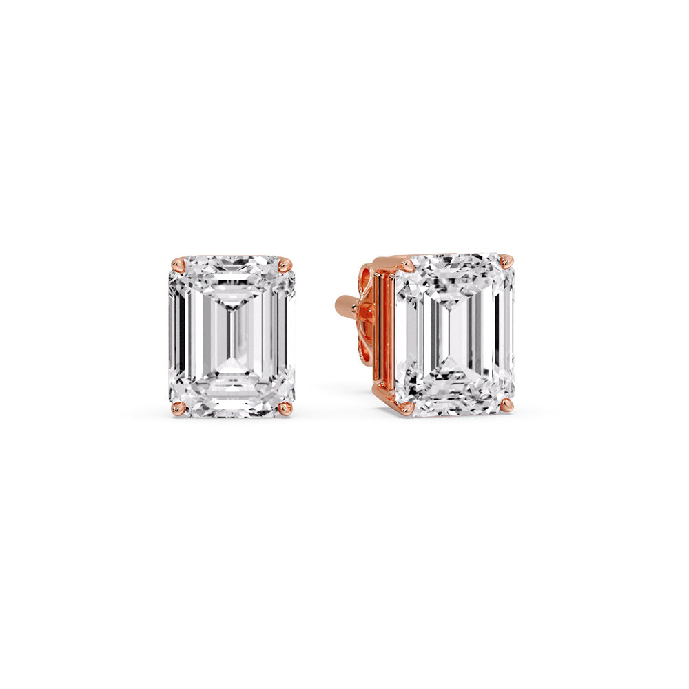Emerald Cut Diamond Stud Earrings