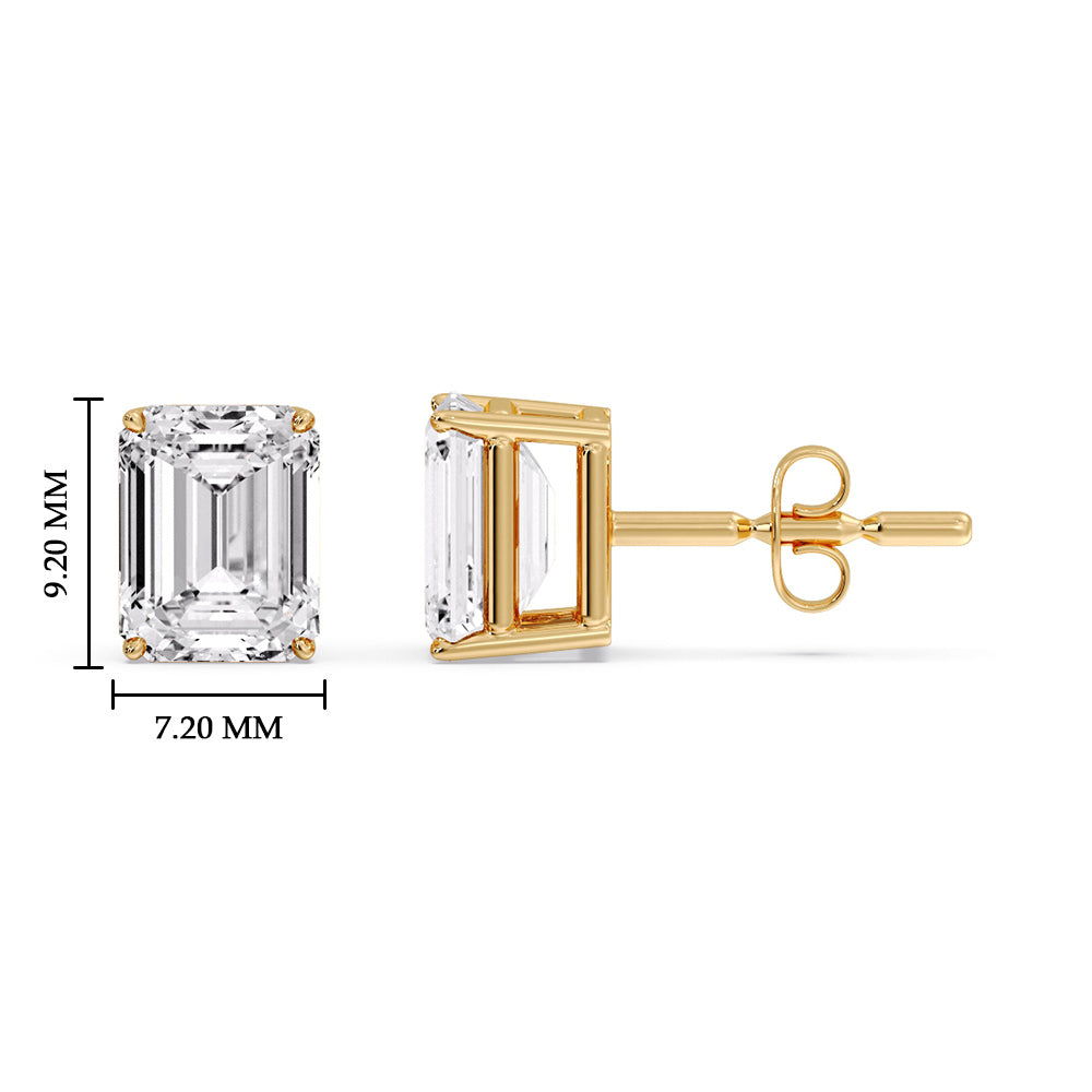 Emerald Cut Diamond Stud Earrings