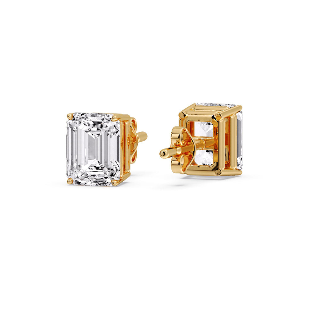 Emerald Cut Diamond Stud Earrings
