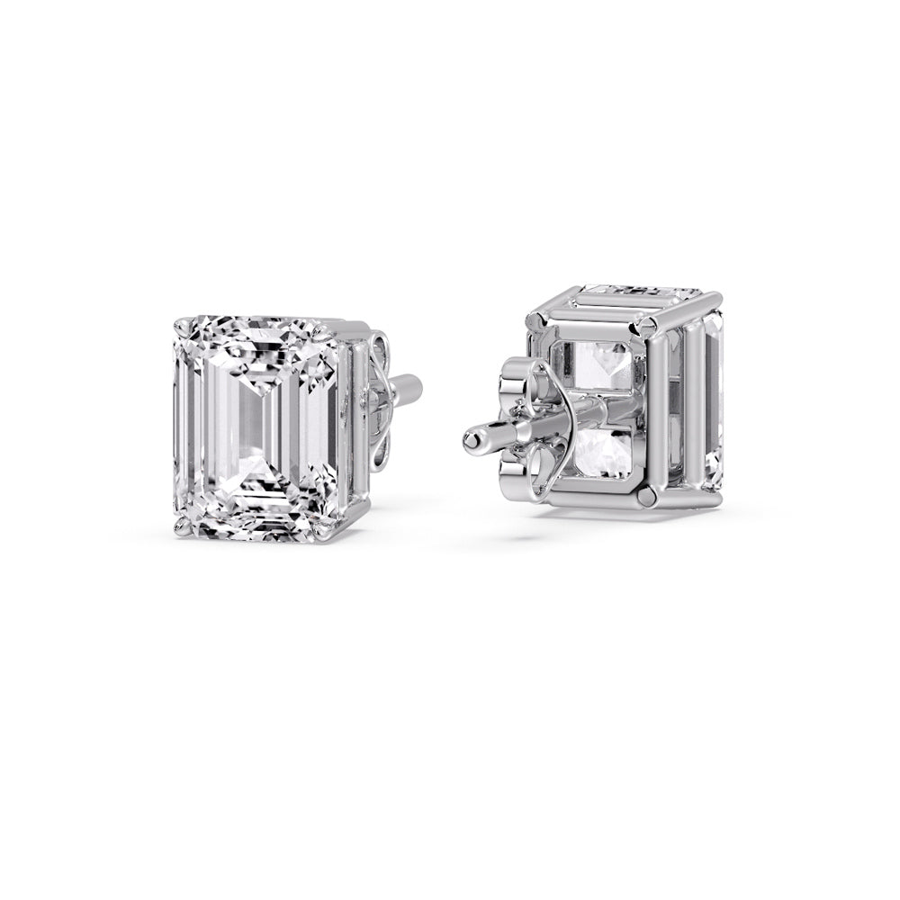 Emerald Cut Diamond Stud Earrings