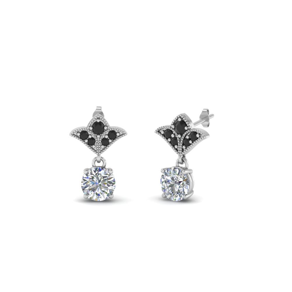 Art Deco Inspired Round Drop Earring Half Carat