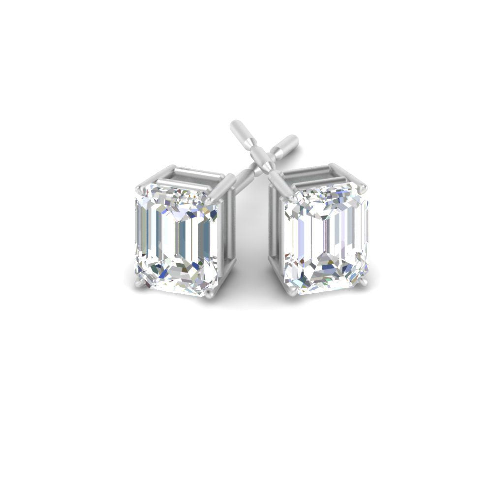 Emerald Cut Diamond Stud Earrings