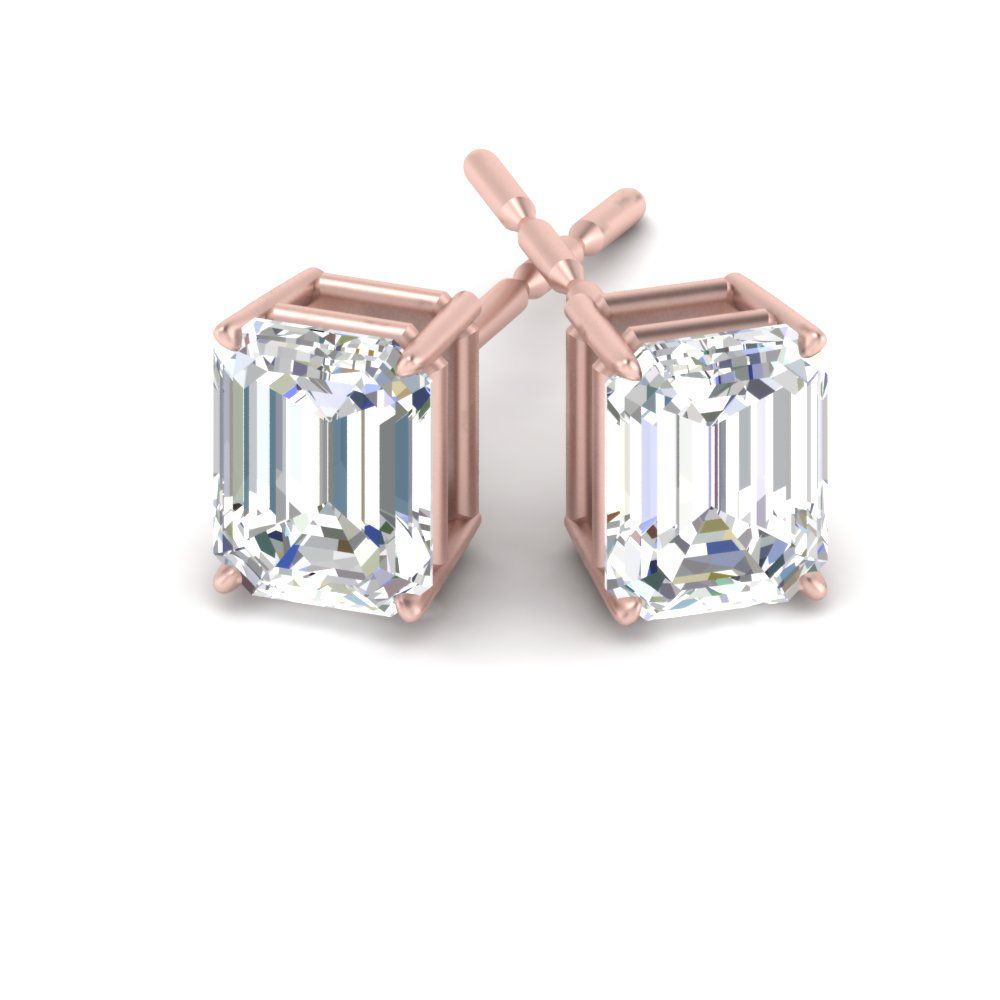 Emerald Cut Diamond Stud Earrings