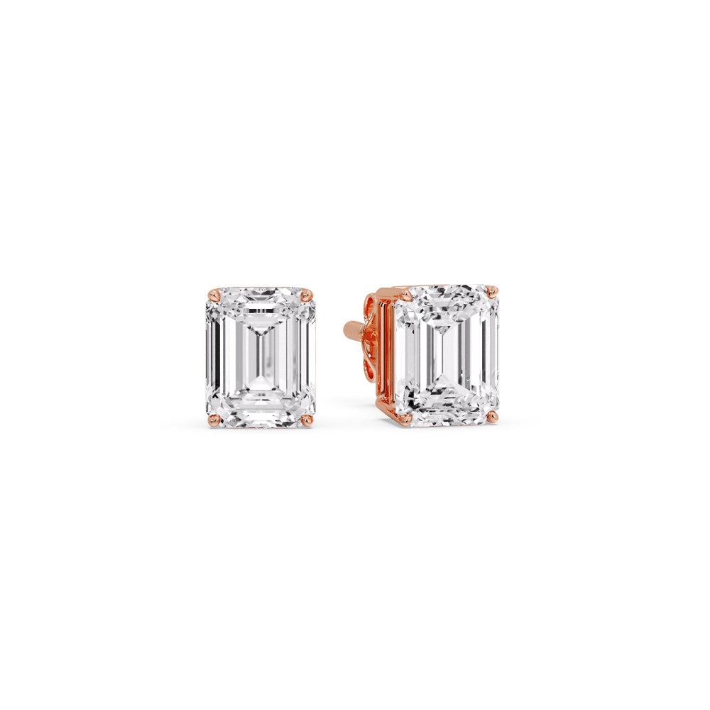 Emerald Cut Diamond Stud Earrings