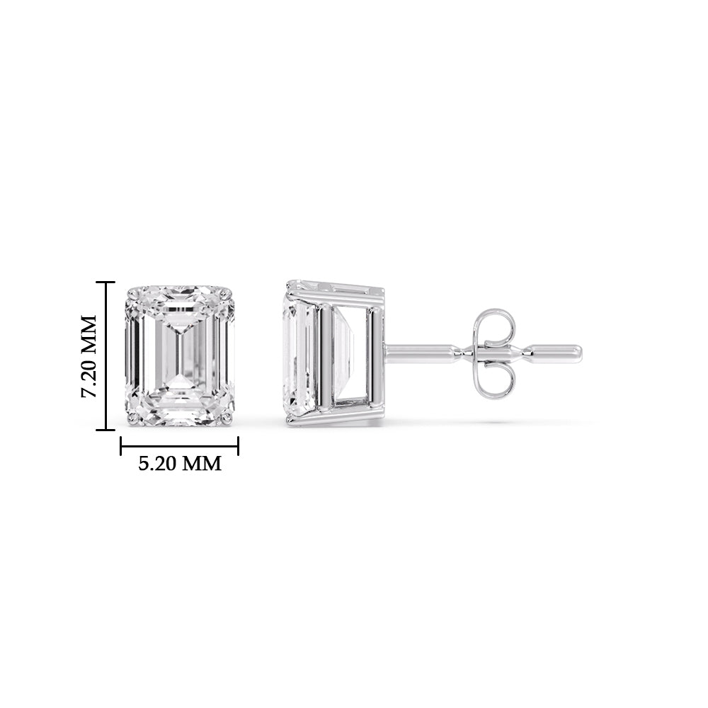 Emerald Cut Diamond Stud Earrings