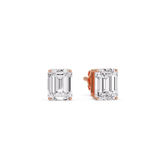 Emerald Cut Diamond Stud Earrings