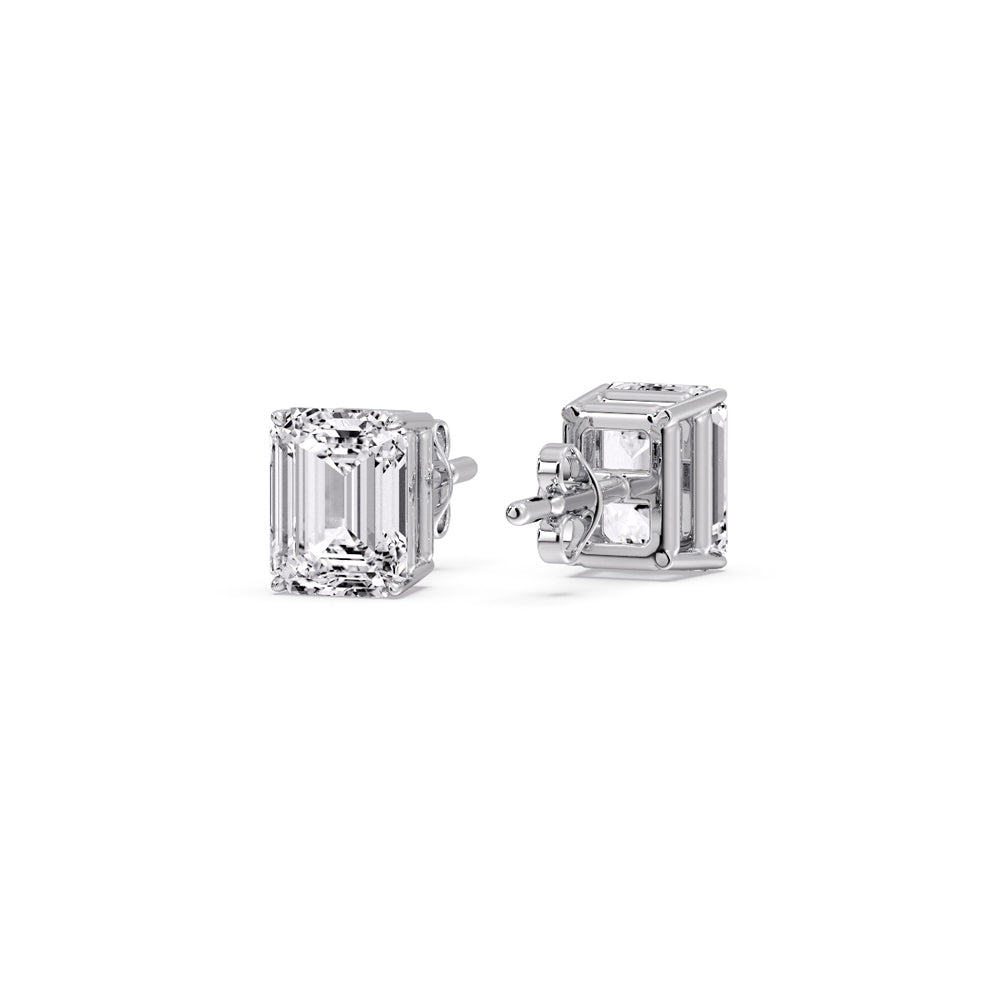 Emerald Cut Diamond Stud Earrings