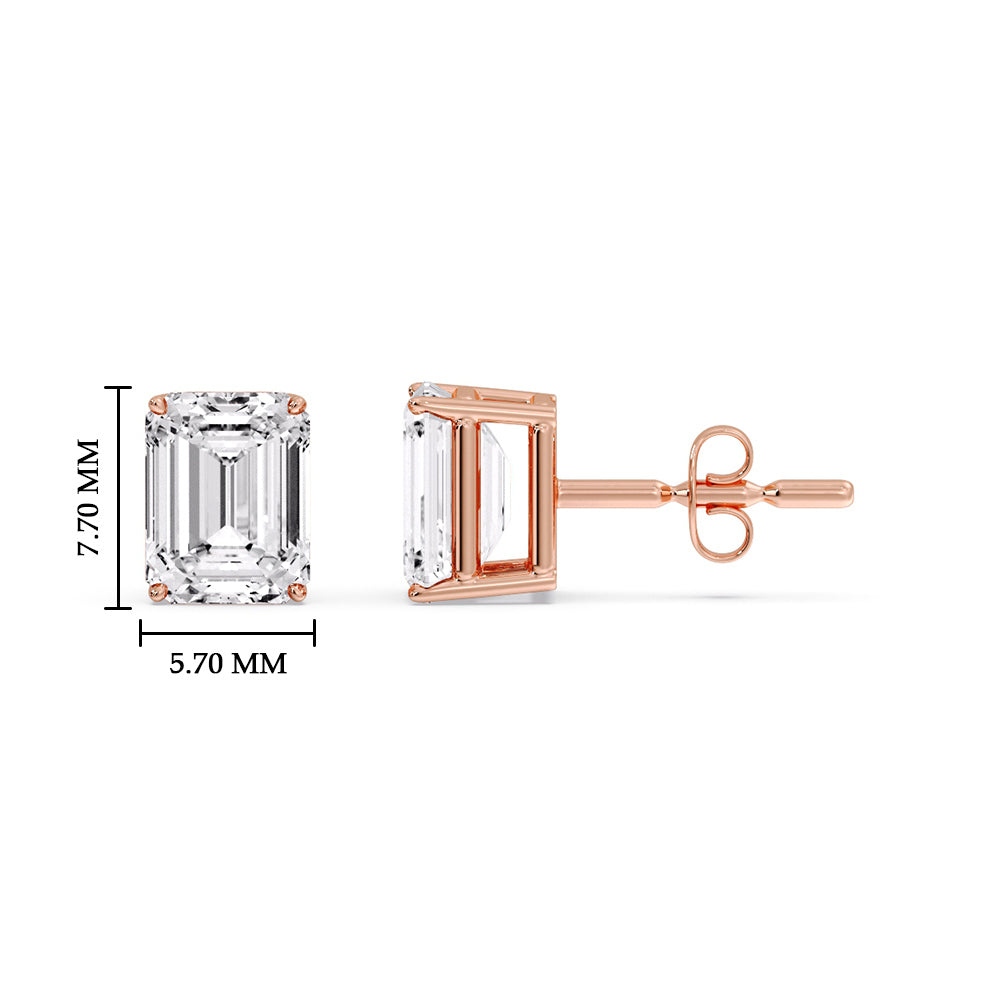 Emerald Cut Diamond Stud Earrings