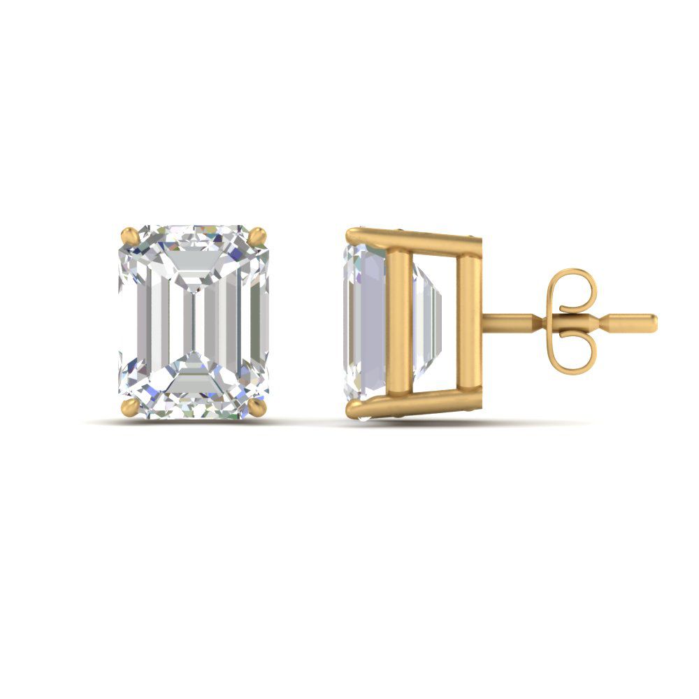 Emerald Cut Diamond Stud Earrings