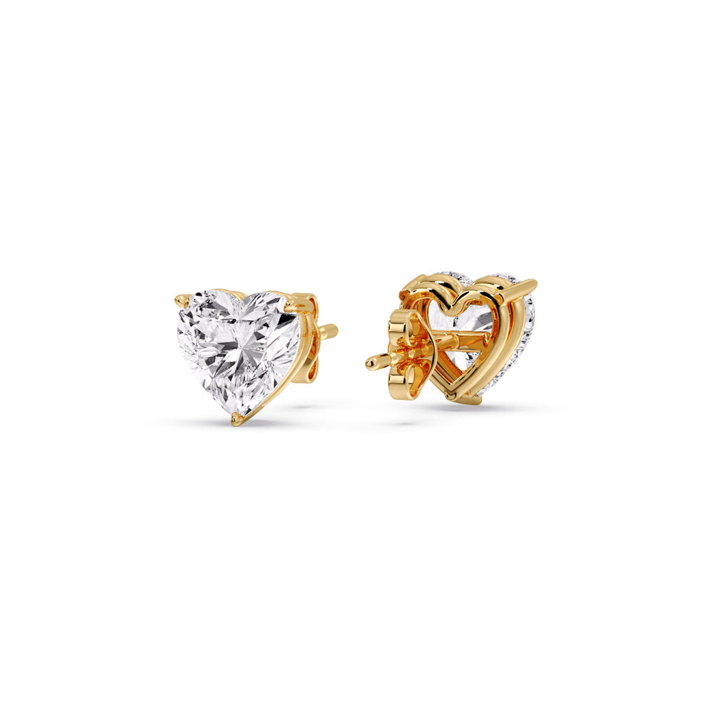 Heart Shaped 3 Prong Basket Stud Earring