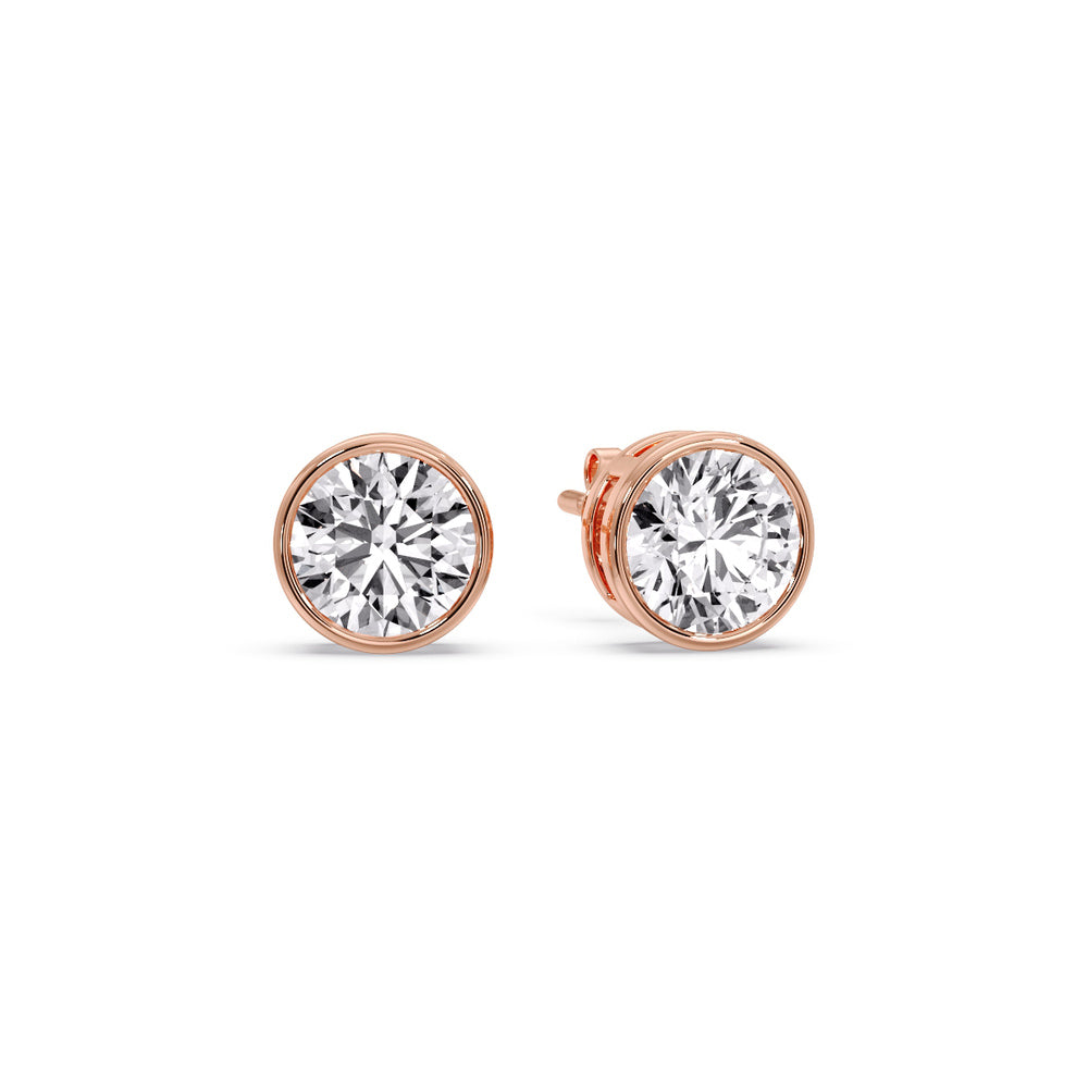 Round Cut Stud Bezel Set Earring