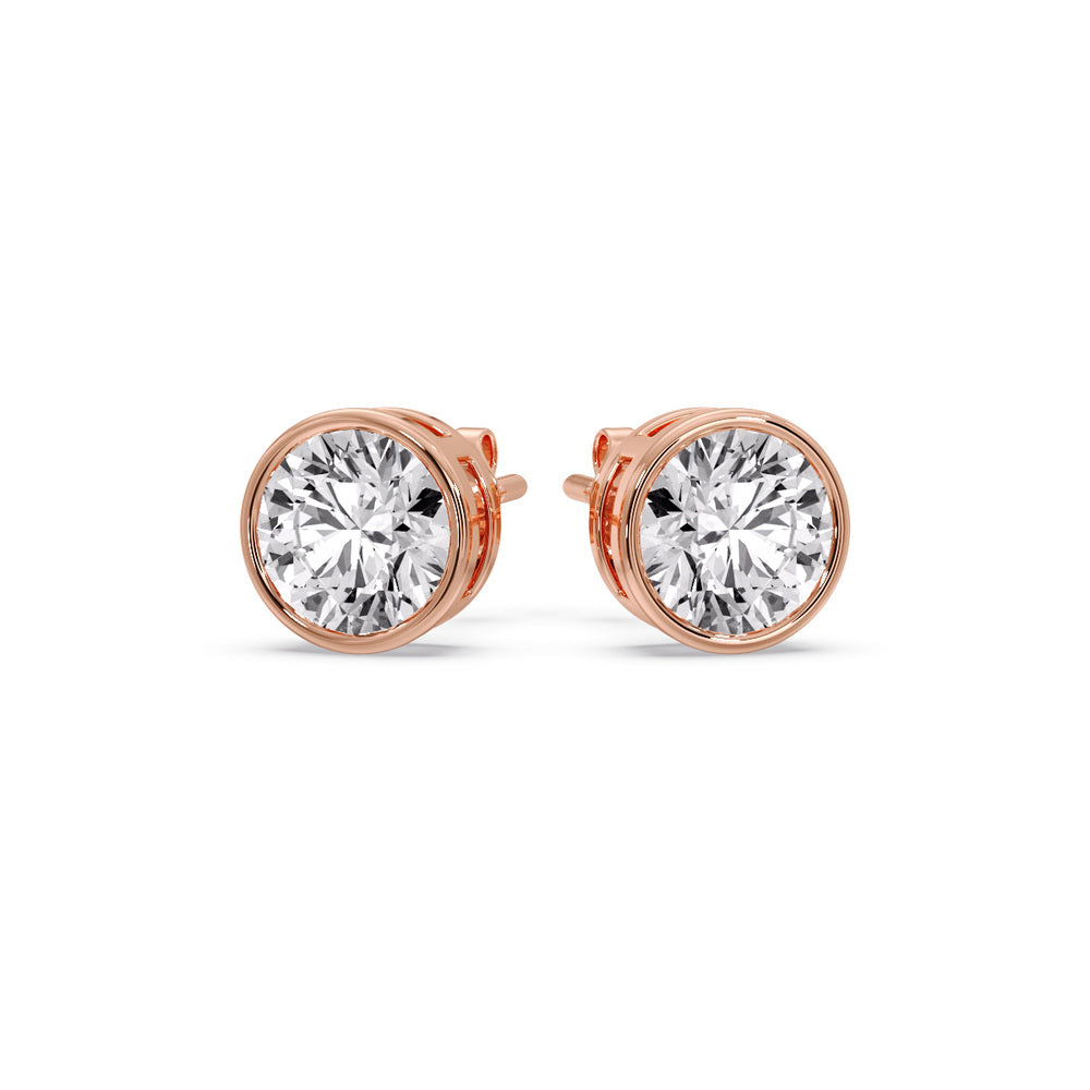 Round Cut Stud Bezel Set Earring
