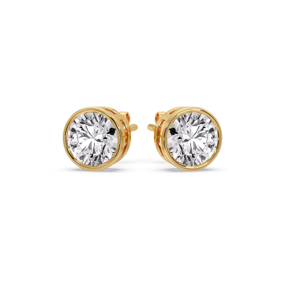 Round Cut Stud Bezel Set Earring
