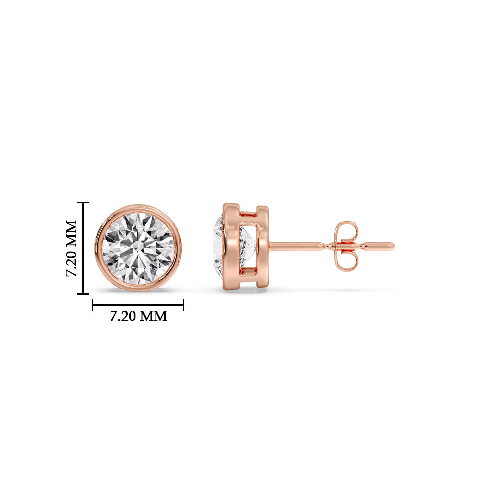 Round Cut Stud Bezel Set Earring
