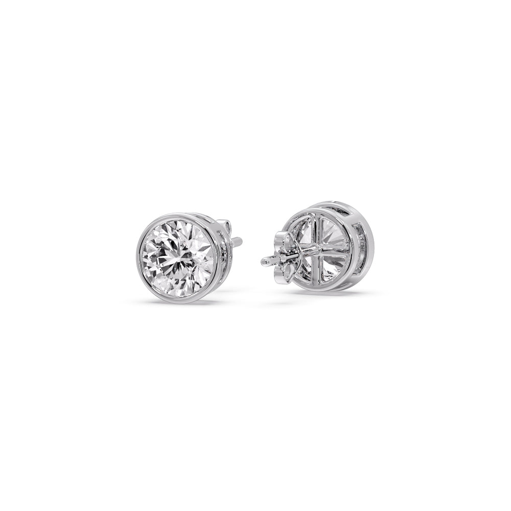 Round Cut Stud Bezel Set Earring