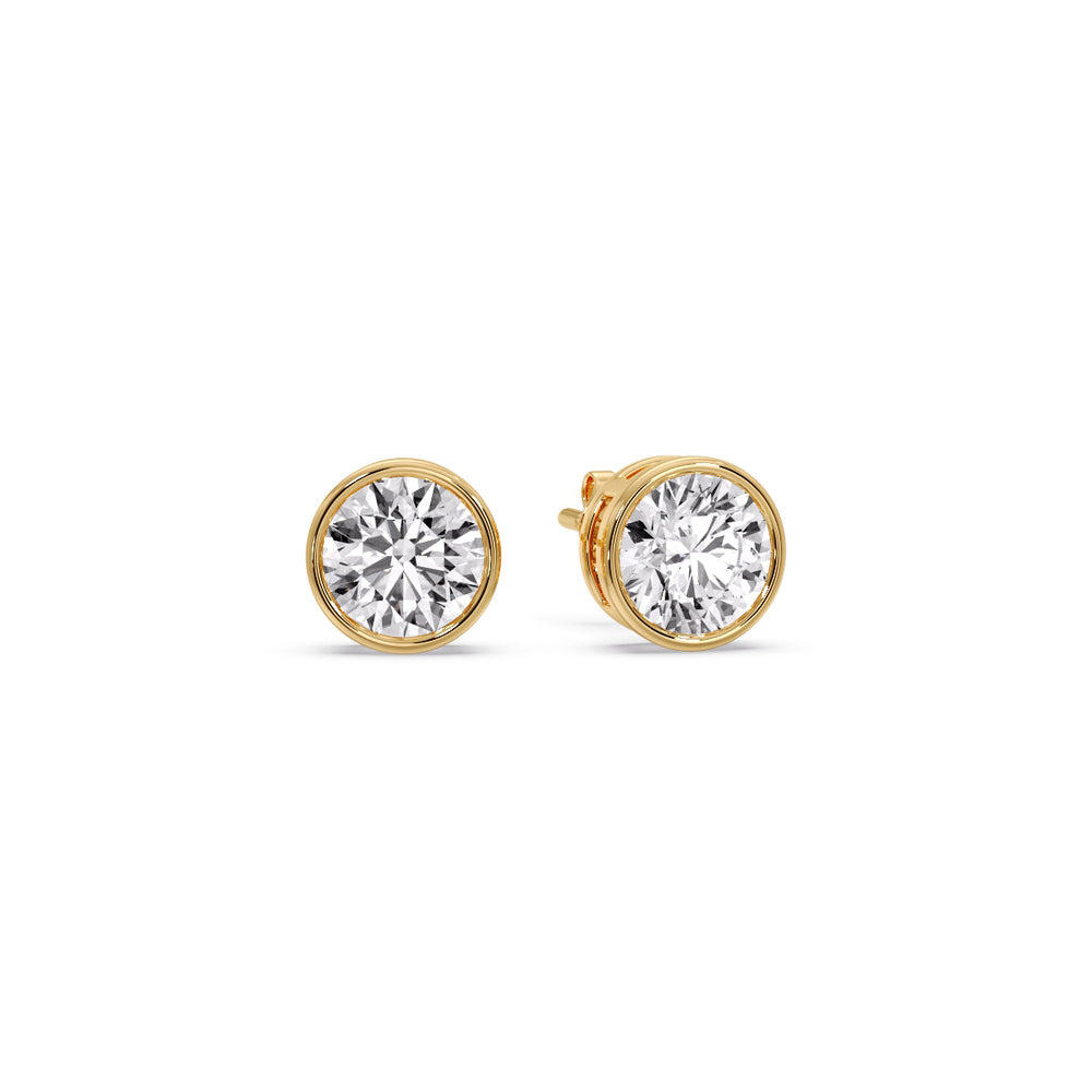 Round Cut Stud Bezel Set Earring