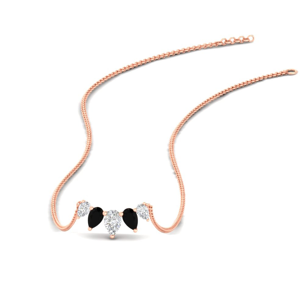 0.75 Carat 5 Stone Pear Shaped Diamond Necklace