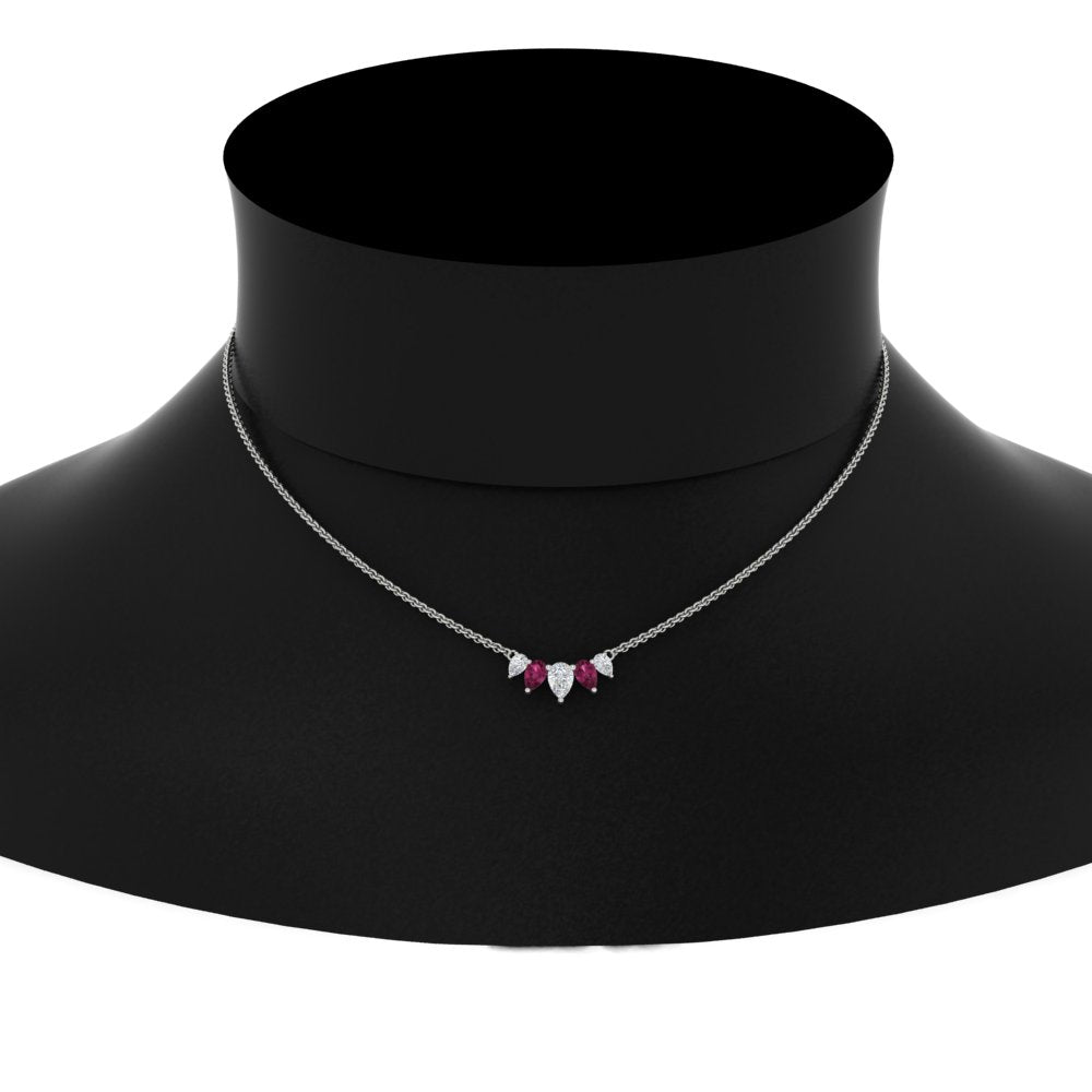 0.75 Carat 5 Stone Pear Shaped Diamond Necklace