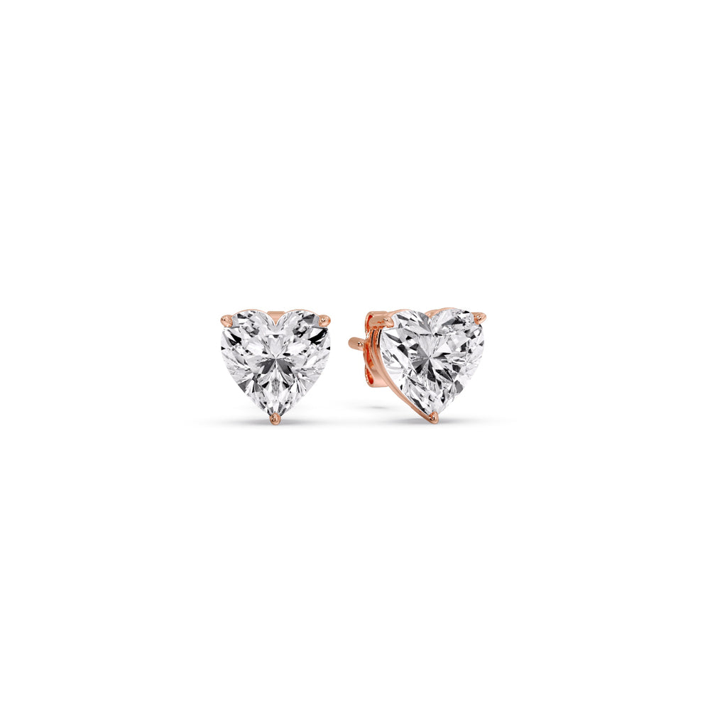 Heart Shaped 3 Prong Basket Stud Earring
