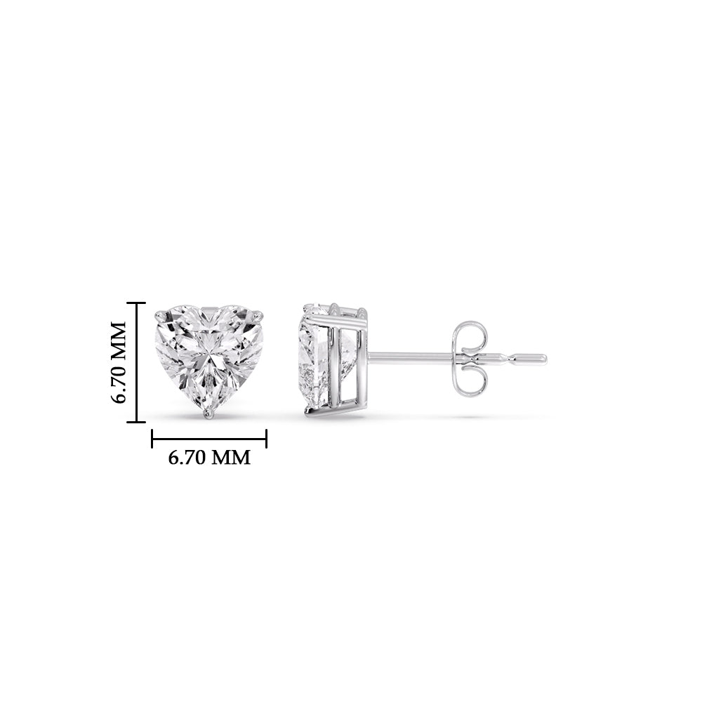 Heart Shaped 3 Prong Basket Stud Earring