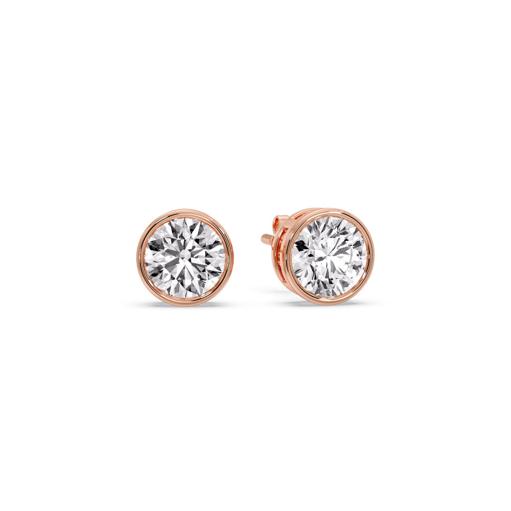 Round Cut Stud Bezel Set Earring