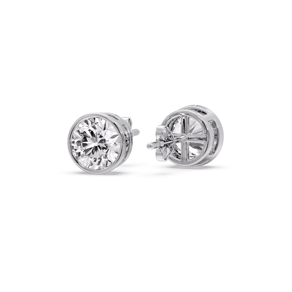 Round Cut Stud Bezel Set Earring