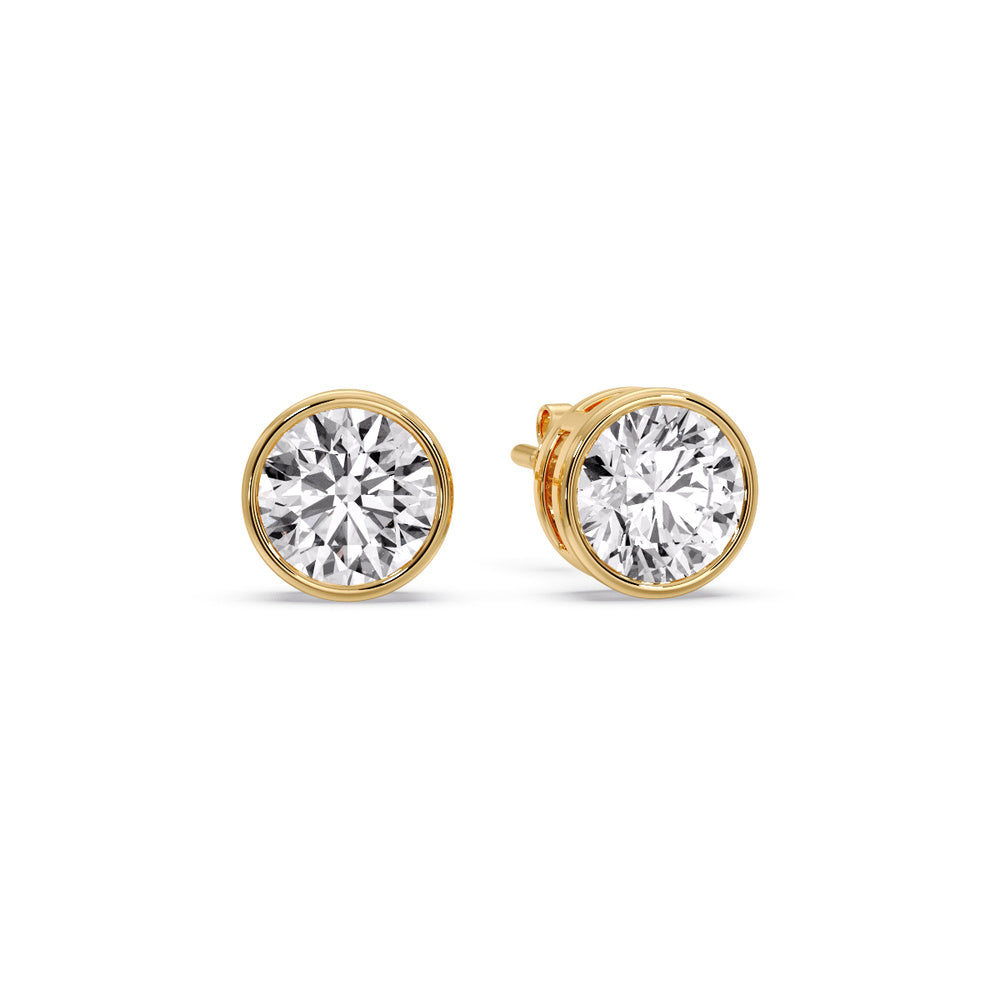 Round Cut Stud Bezel Set Earring