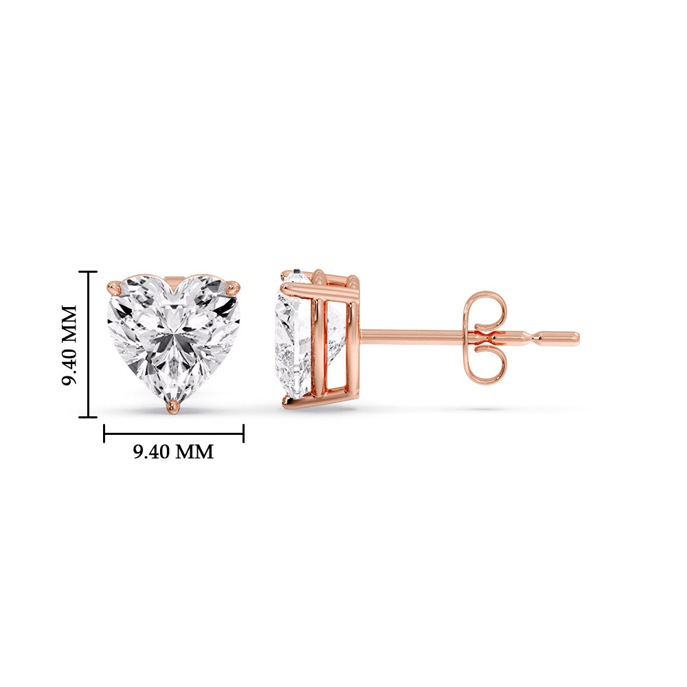 Heart Shaped 3 Prong Basket Stud Earring