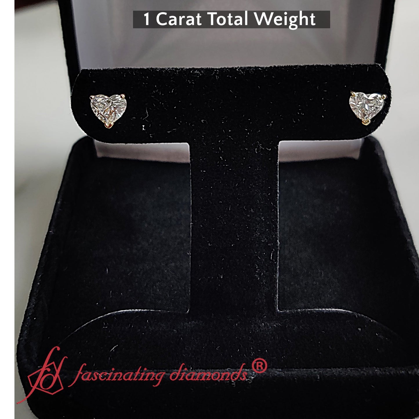 Heart Shaped 3 Prong Basket Stud Earring