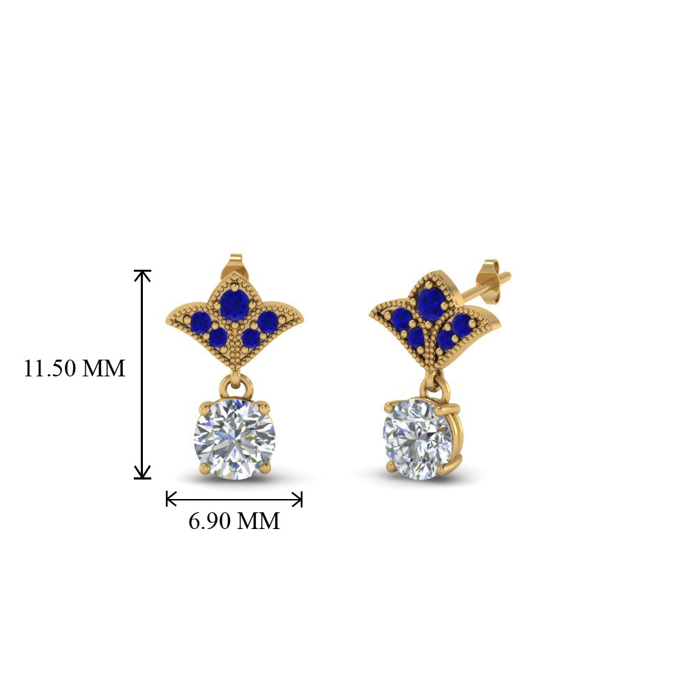 Art Deco Inspired Round Drop Earring Half Carat