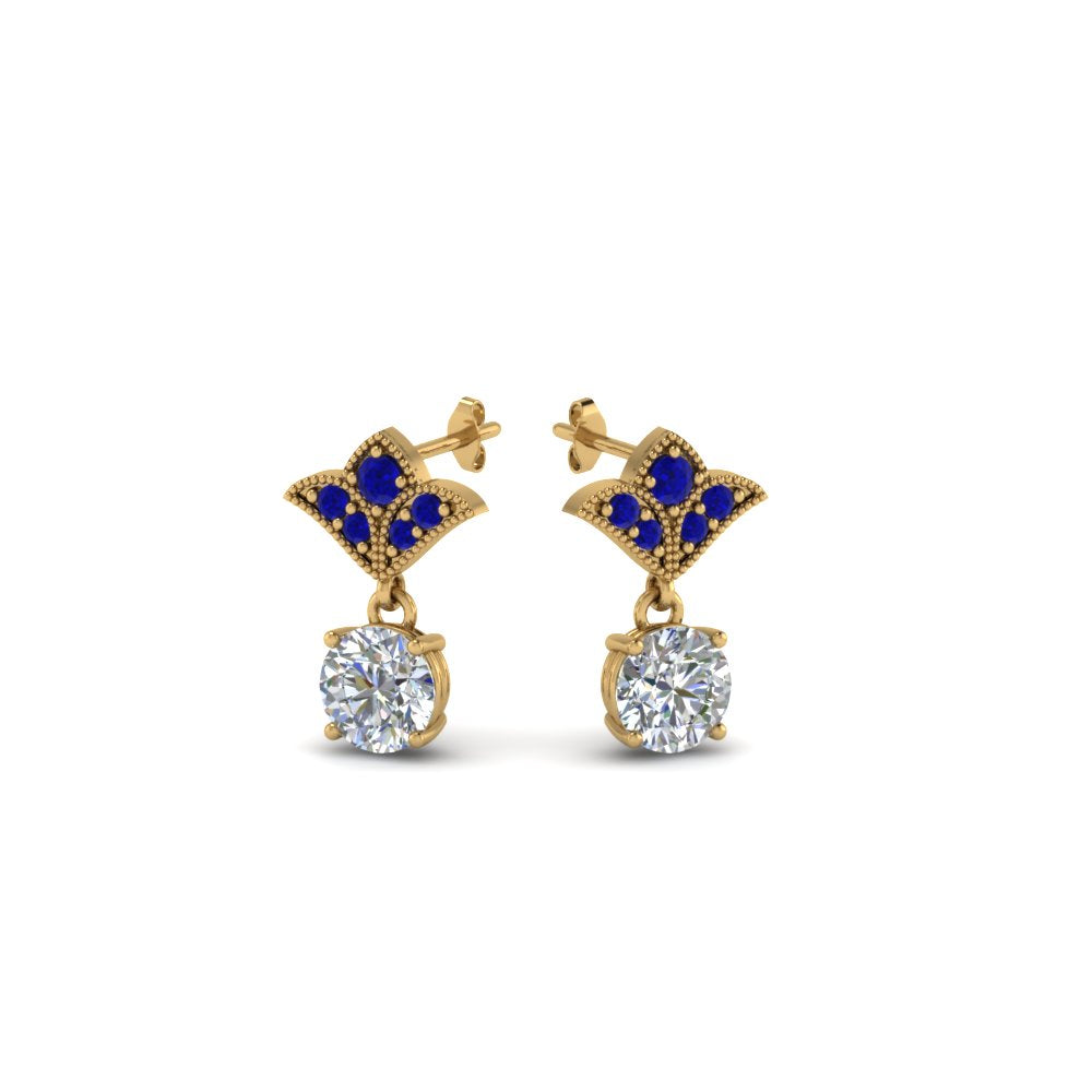 Art Deco Inspired Round Drop Earring Half Carat