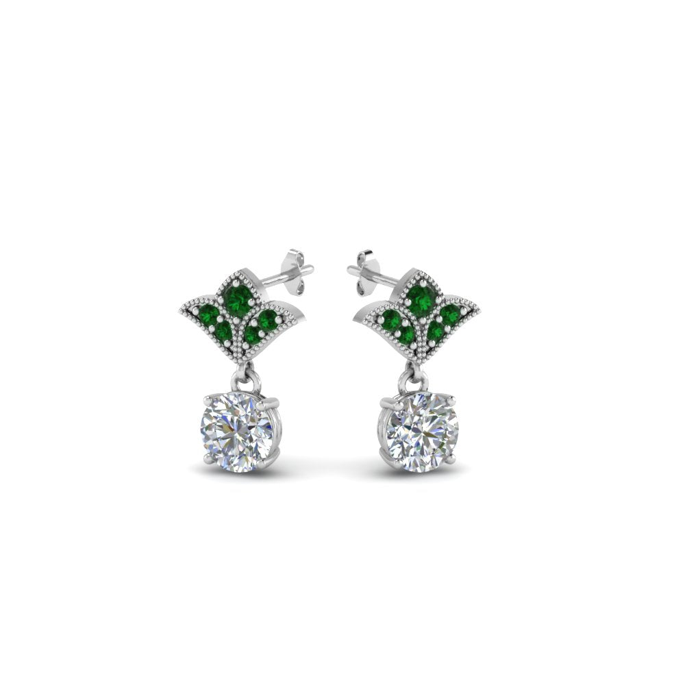 Art Deco Inspired Round Drop Earring Half Carat