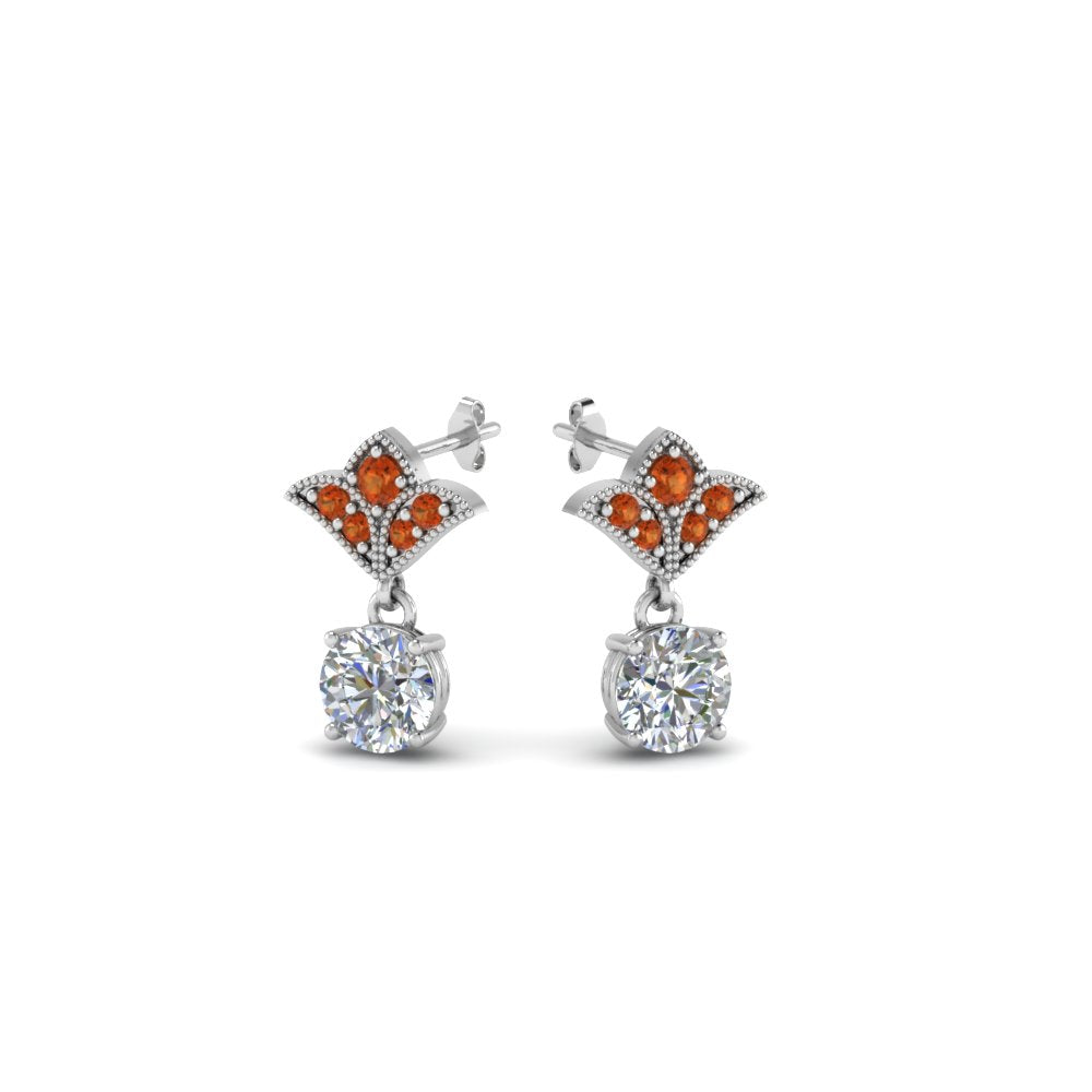 Art Deco Inspired Round Drop Earring Half Carat