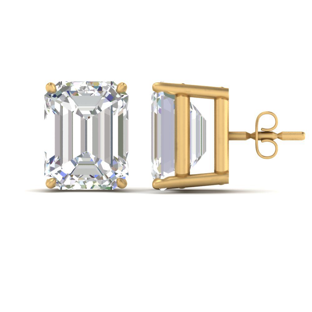 Emerald Cut Diamond Stud Earrings
