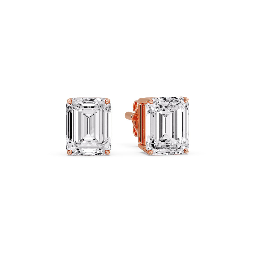 Emerald Cut Diamond Stud Earrings