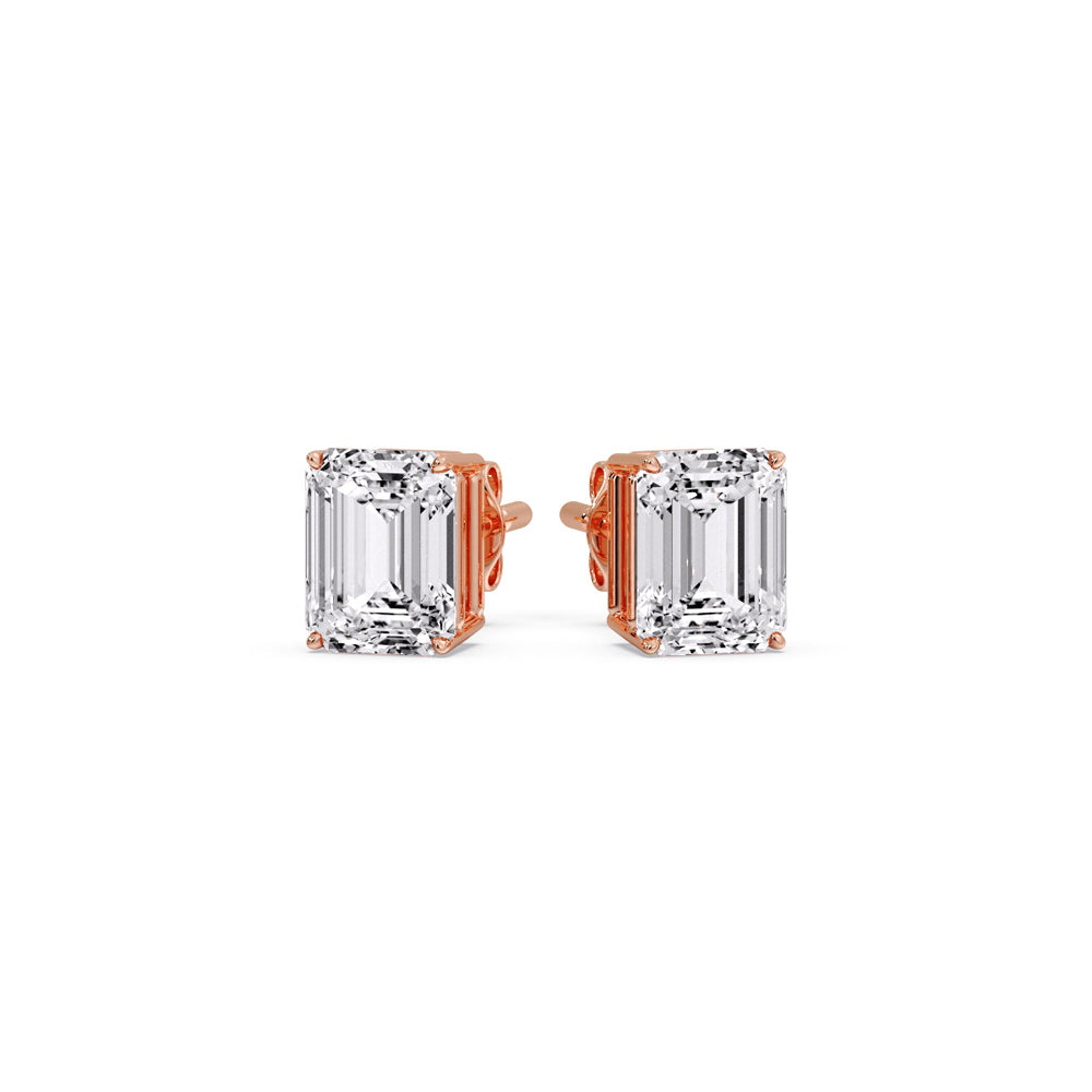 Emerald Cut Diamond Stud Earrings