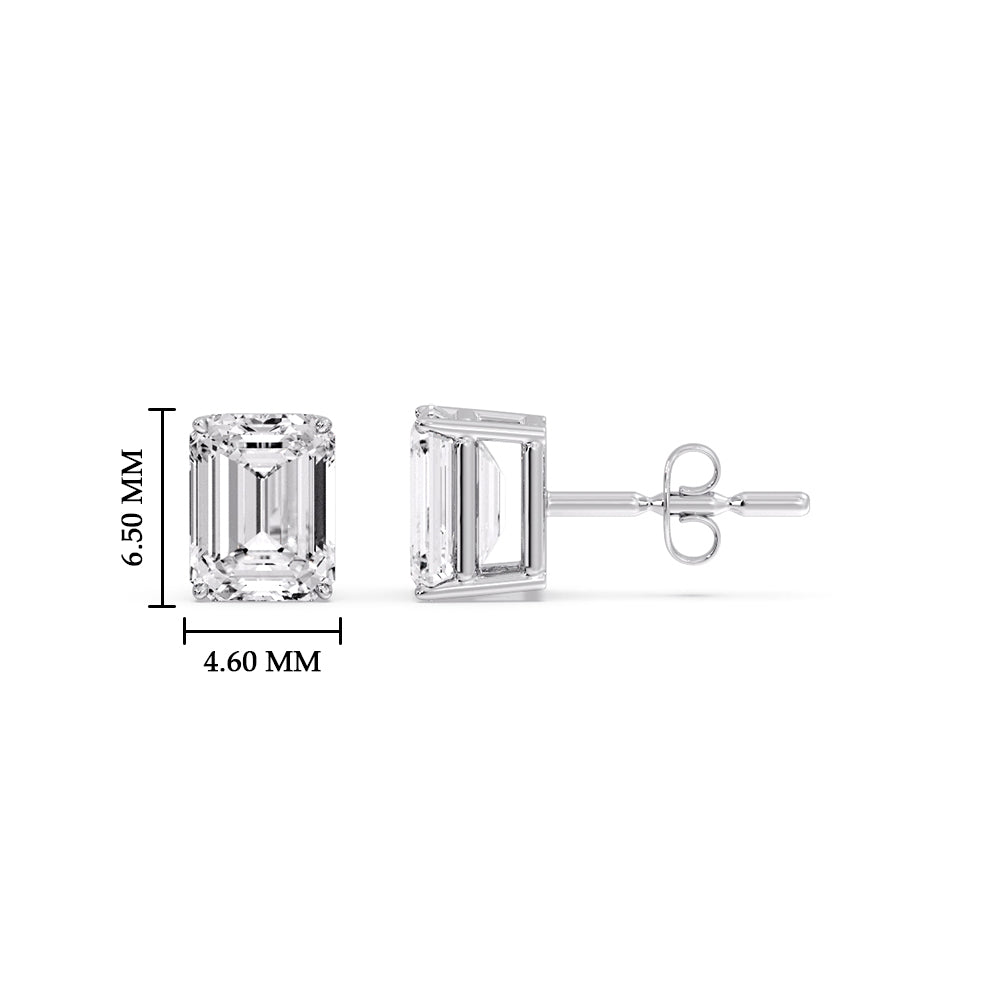 Emerald Cut Diamond Stud Earrings