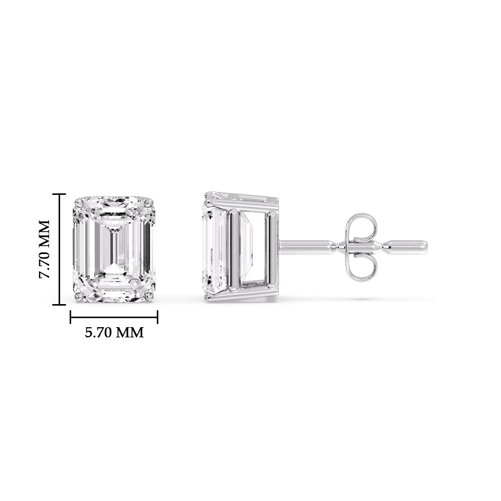 Emerald Cut Diamond Stud Earrings