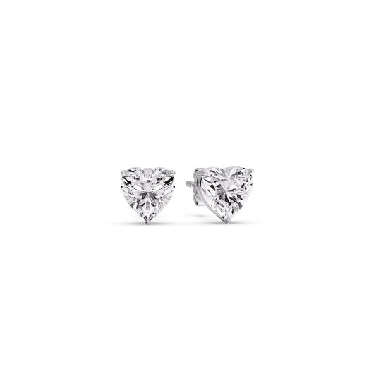 Heart Shaped 3 Prong Basket Stud Earring