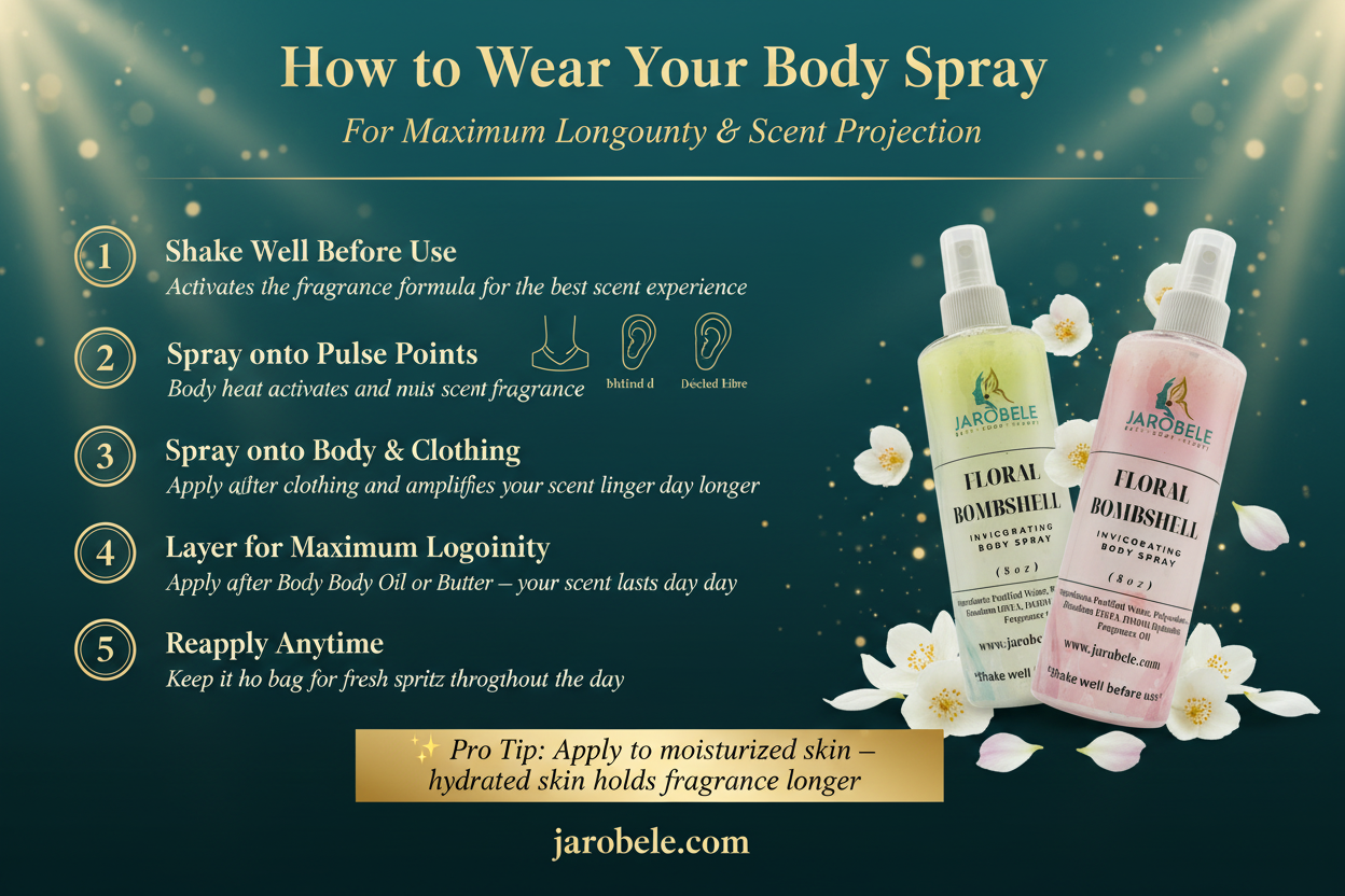 Jarobele Body Spray How to Apply